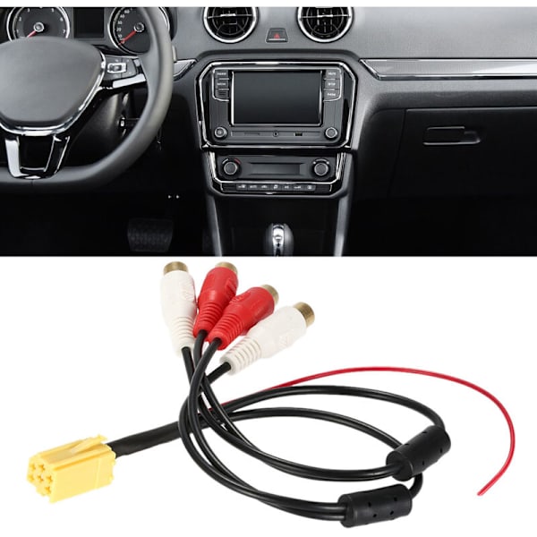 Populär Mini 6 Pin ISO Adapter Aux Line Out 4 Chinch Kabel 4 RCA Hane för Seat