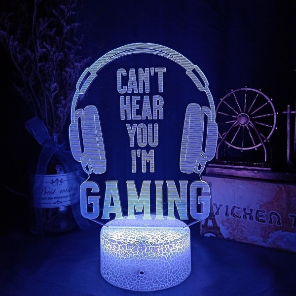 3d LED-lampa spelrumsljusspel Nattljus spelbordslampa för barn Hörlurar Game Zone Lights Heminredning Giftyellow