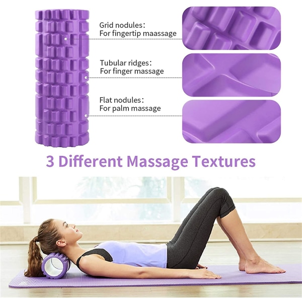 Fascia Roller Set 5 i 1, Skumrulle Massasjerulle Med Håndtak, Treningsbånd, Massasjeballer For Fascia Trening Av Muskler