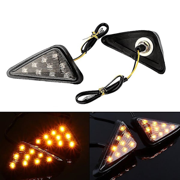 2 st blinkers, bärnstensfärgade LED-indikatorlampor, 12v triangulära stroboskopmarkeringar, universella gula lampor
