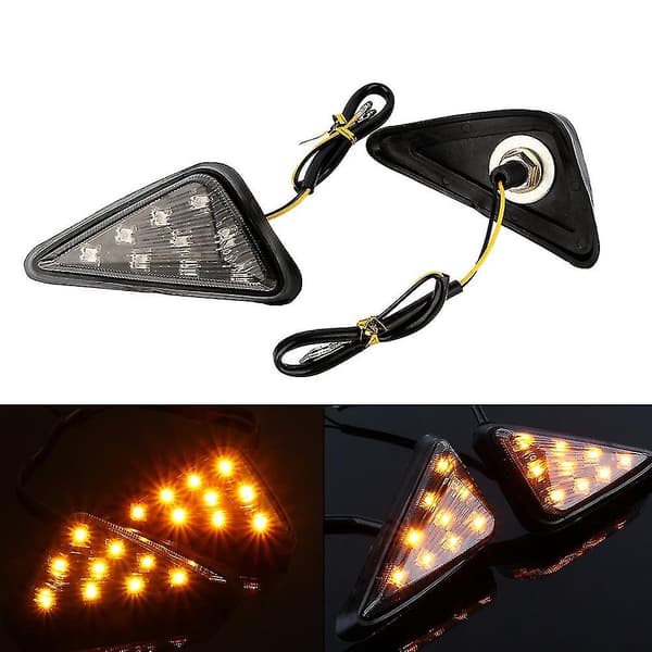 2 stk. blinklys, gule LED-indikatorlys, 12V trekantstrobelys, universelle gule lys