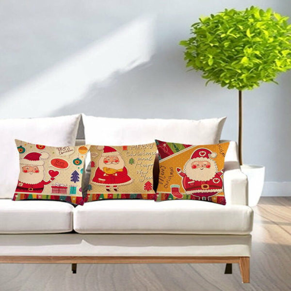 1 Pack Julgransprydnader för Jul Kuddfodral Jultomten Kuddfodral Heminredning Stil 10