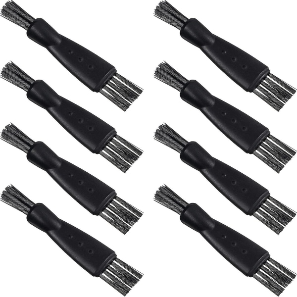 Shaver Brush Razor Cleaning Brush Electric Double Sided Trimmer Shaver Brush Cleaner Set Nylon Bristles (10pcs, Black)