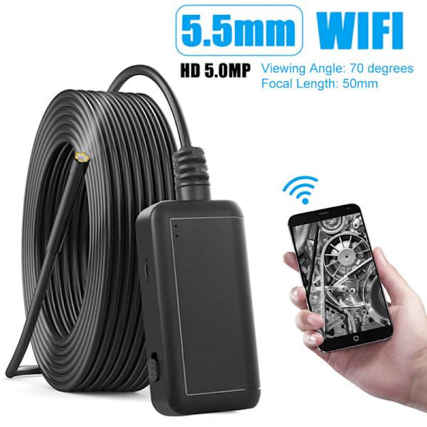 0,2 tum 5MP IP67 6 lysdioder WiFi endoskop boreskop inspektionskamera för iOS/Android smartphones (10m/32,8ft kabel)