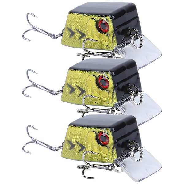 3 st Mini Cube Bete Artificial Fish Lure Fiske Tackle Verktyg med Vassa Krokar 3#