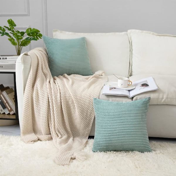 Sorte putetrekk i bomull og lin til sofa, seng, dekorative putetrekk, 20 x 20 tommer, sett med 2, uten innlegg
