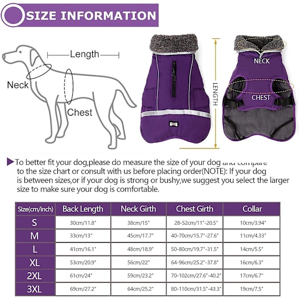 Varm Hundejakke Reflekterende Hunde Vinterjakke Vandtæt Vindtæt Hunde Turtleneck Tøj til Koldt Vejr Tyk Fleece Foring Kæledyrstøj