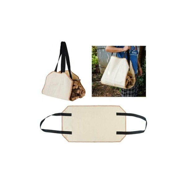 LMLY Vedträ Vagn Väska Vaxad Canvas Ved Väska Spis Tillbehör Beige