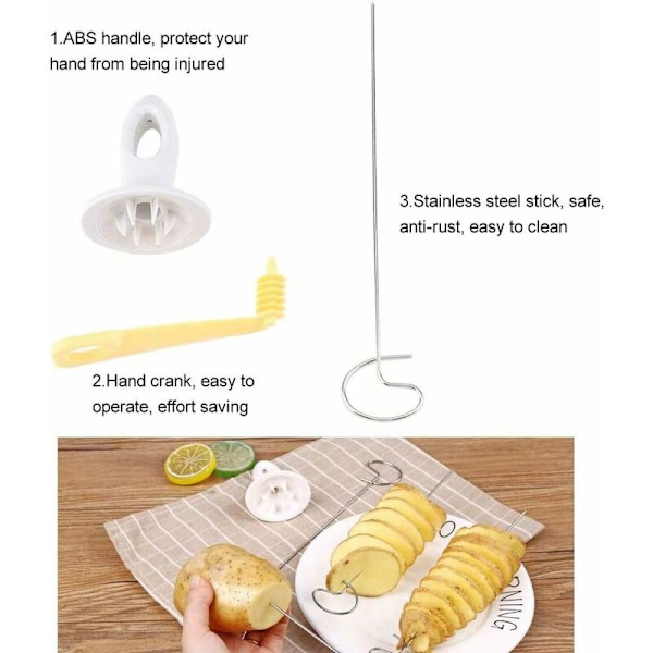 SPIRAL POTATISSKÄRARE - Rostfritt stål Potatis Twister Tornado Slicer Manuell Spiral Chip Cutter Köksugn Frukt Grönsaksverktyg