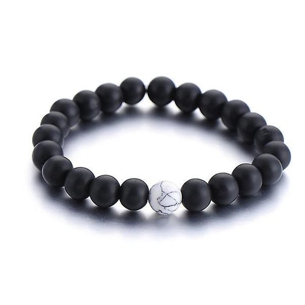 2 stk/sett Par Distanse Armbånd Klassisk Naturlig Stein Hvit Og Svart Yin Yang Perlearmbånd For Menn Kvinner Beste Venn (svart og hvitt)