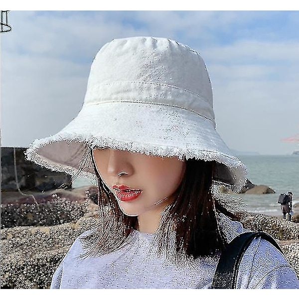 Damer Solhat Bomuld Hat Teen Girl Bred Kremmer Sommer Strand Hat