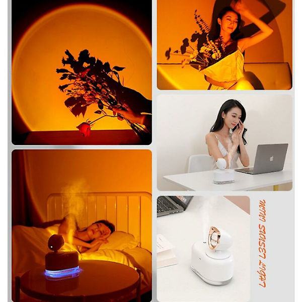 Solnedgångsprojektor LED Mood Night Light Sunset Mood Light (Vit)