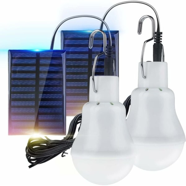 2-pack upphängd med krok, vitt ljus, bärbar solcampinglampa, LED solcellslampa, solenergi nödljus, trädgårdslykta, solcellslampa