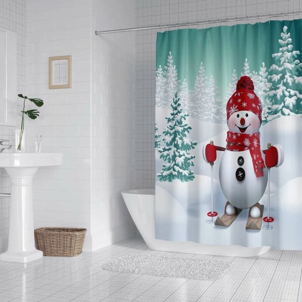 Jul Duschdraperi Badrumsdekor Kit Tyg med Krokar 90cm x 180cm.