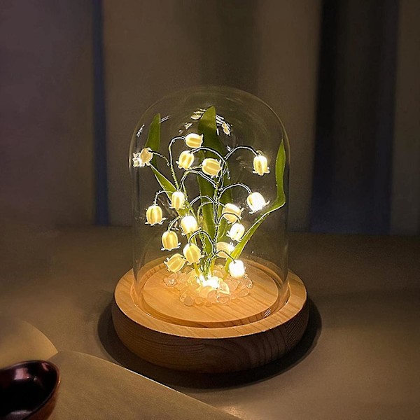 Blomsterlys, Lily Of The Valley batteridrevet LED dekorative blomster natlys kuppel, varmt lys