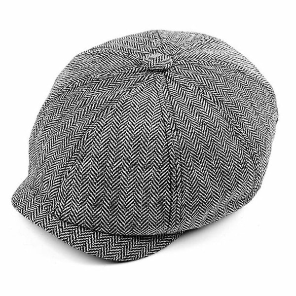 Men's Plaid Herringbone Cap Beret Flat Cap