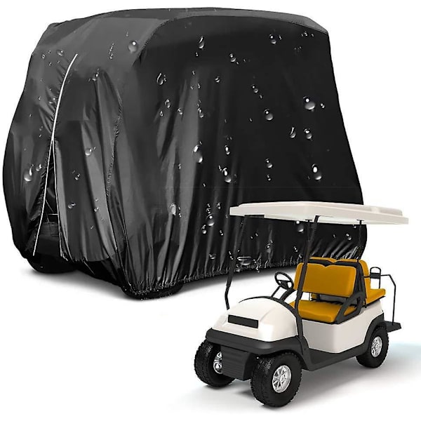 Golfbilsskydd utomhus vindtät vattentät golfbilsskydd för Club Car regn snö dammtät överdrag（Svart）