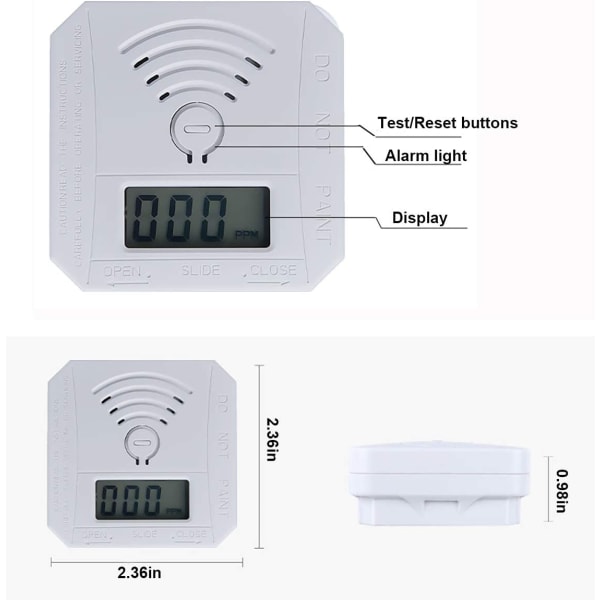 Kolmonoxiddetektor CO Gas Monitor LED Digital Display