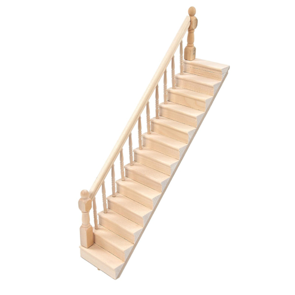 Dockhus Trappor Blanka Rundade Hörn Björk Material DIY Levande Söta 1/12 Skala Miniatyr Trapphus för HantverkVänster