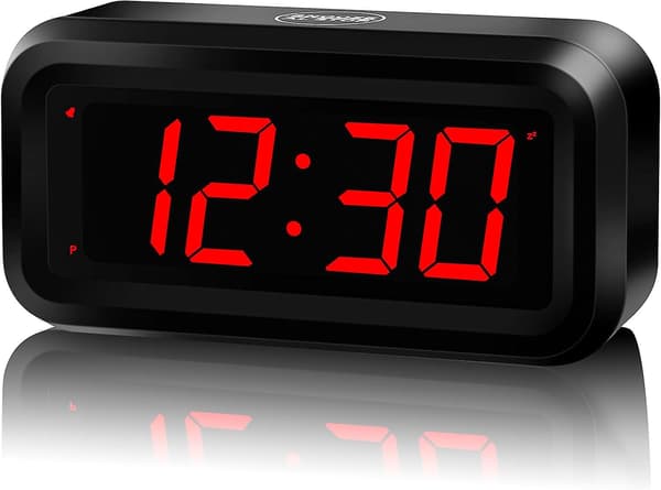Digital väckarklocka batteridriven endast med konstant stor 1,2'' LED
