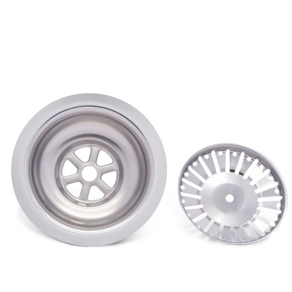 Kökssilsil i rostfritt stål, silplugg, dubbelfunktionell korg silplugg, avloppsplugg ersättning (diameter: 84 mm)