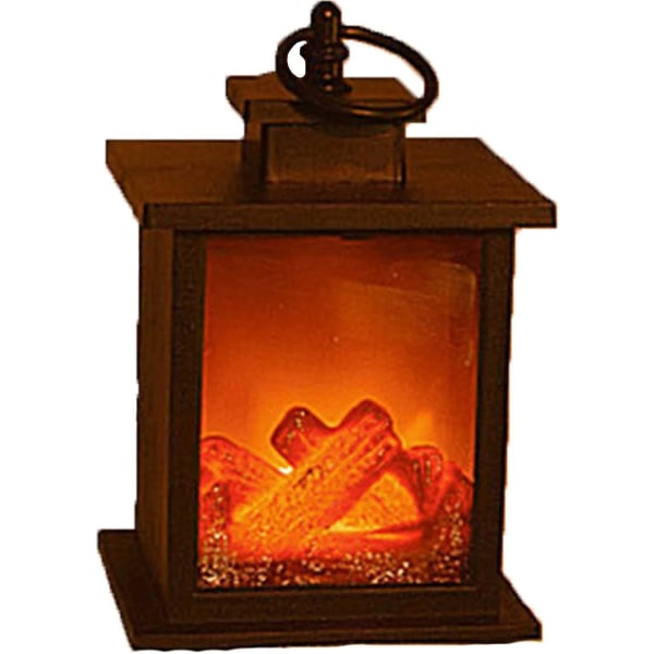 Pejs dekorativ lanterne, pejs lys led simulerer log brand effekt, touch switch og usb drevet