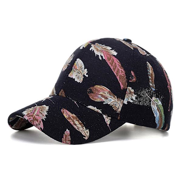 Baseball kasket Casual folde bred skygge Anti-fade justerbar solbeskyttelse åndbar mode fjer print udendørs hat til shopping