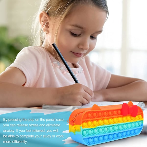 Pennfodral Leksak Söta Katt Färgglad Silikon Pennhållare Förvaringsväska Stationery Box