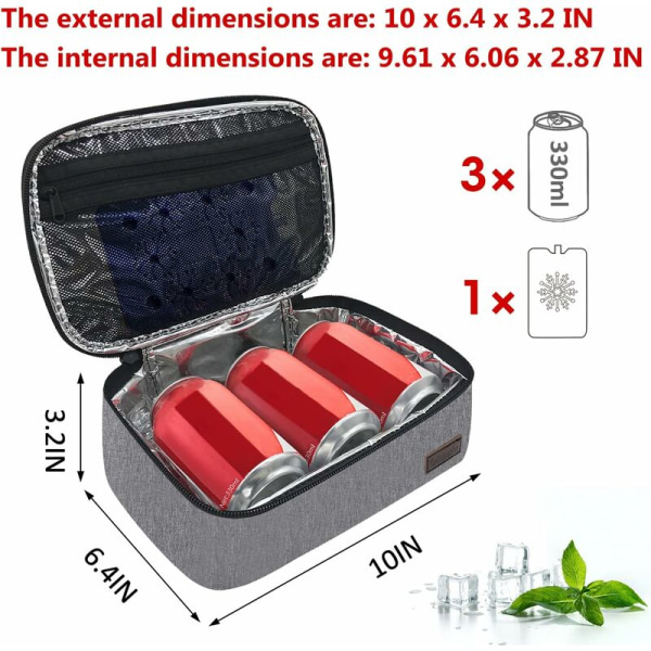 Liten isolerad lunchväska 3,5L Mini lunchväska för män kvinnor barn Arbets- och skollunchväska 25,5 x 16,5 x 8,3 cm - Longziming