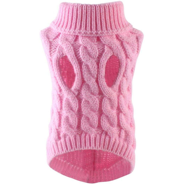 Hundegenser Varmt kæledyr frakke strikket uld vintertrøje til små og mellemstore hunde (Pink, XL) (XL, Pink)