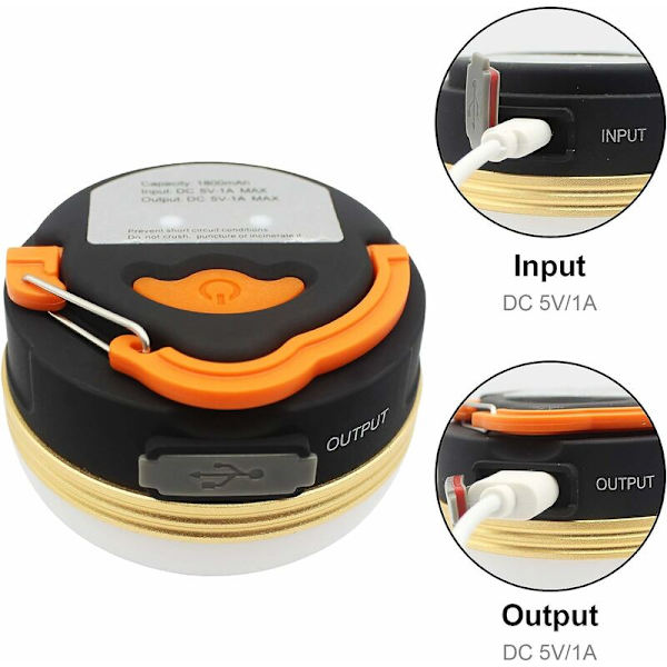 2-pack campingljuslykta LED-lampa USB-laddningsbar vattentät 3 lägen Powerbank tältlampor för utomhuscamping vandring nödsituation