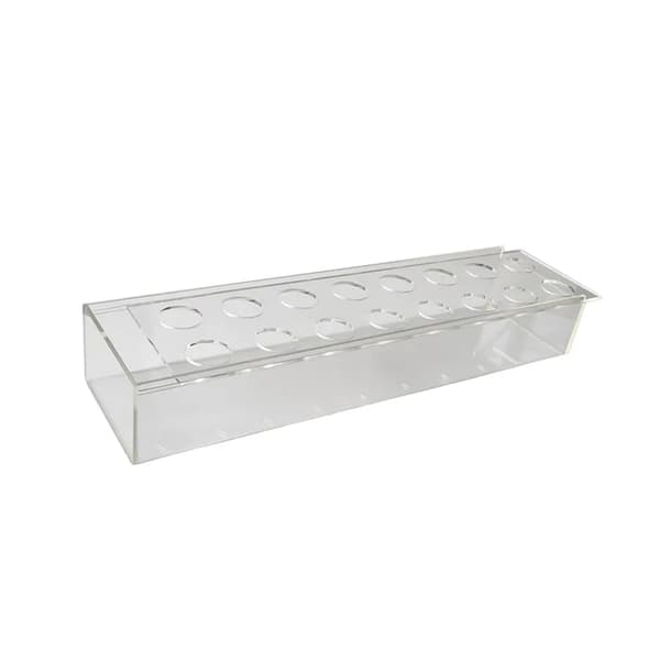 16-håls rektangulär akryl vas, 40x10x6cm, skrivbordsdekoration