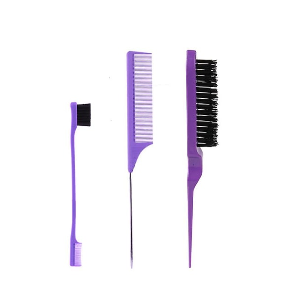 Brush Set Teasing Brush Set, Plastic Bristle Hair Brush Teasing Comb Edge Hair Brush Grooming Combs Sturdy Rat Tail Comb Double Sided Edge Brush For W