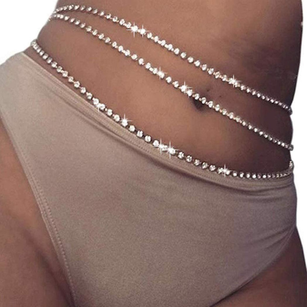 Kristall midjekedja Silver Belly Chain Body Chain e4f1 Fyndiq