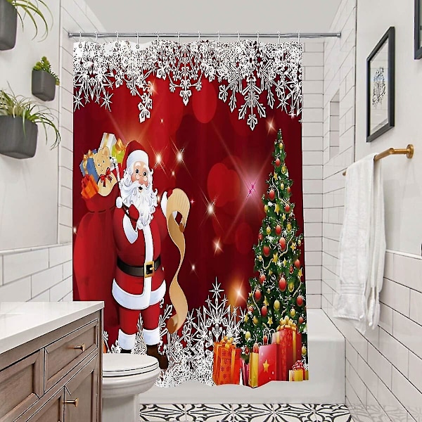 Julgardiner för badrum, julgran snöflingor, semester badrumsdekor vitare, Ch
