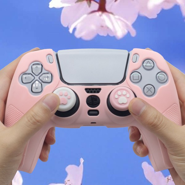 Uppgraderat PS5 Gamepad- case med joystick- cover Rosa