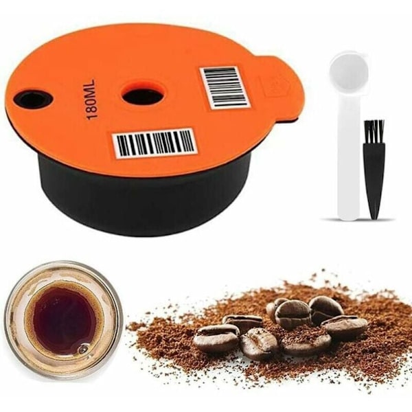 BF Kaffeepads Wiederverwendbarer Kaffeefilter Nachfüllbarer Kaffeepad aus Kunststoff mit Löffel für Bosch Tassimo Kaffeemaschine 180ml