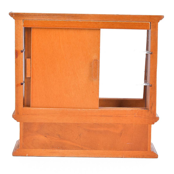 1:12 Dukkehus Miniature Simuleret Træ Kage Skab Mini Møbel Model med Skydedør Redwood