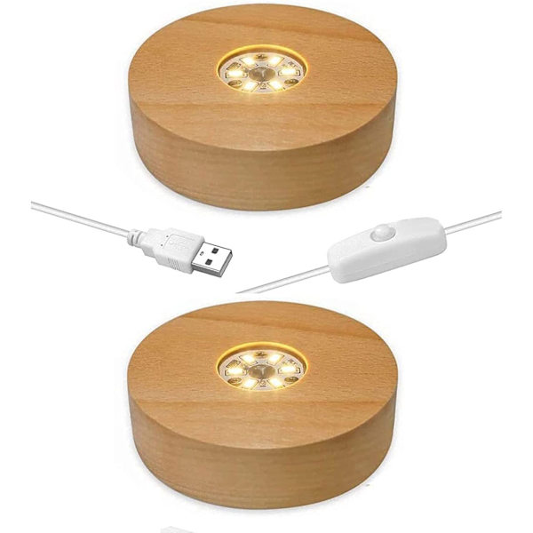 2-pack runda LED-ljusdisplaybasprydnader