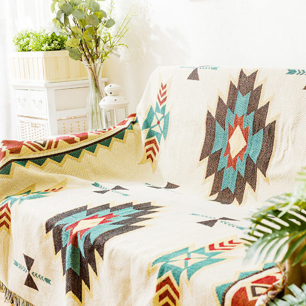 One Piece Etnisk Amerikansk Check Stickad Soffafilt Fullt Överdrag Socker Jacquard Soffafilt - 90cm x 180cm