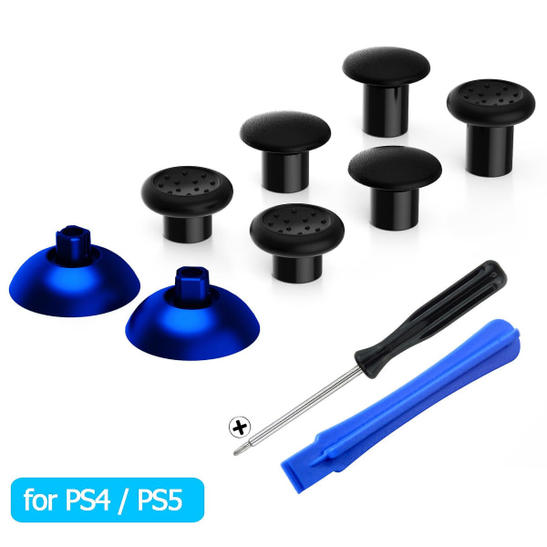 Extremt utbytbar tumspak med 3 grepp justerbar joystick för PS5-kontroll, för Ps4-kontroller för alla modeller blå och svart