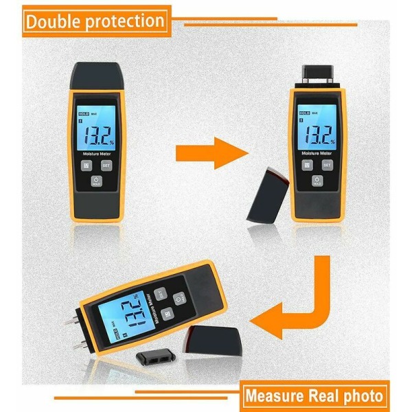 Fuktmätare, Fuktmätare för väggar och trä, Läckagemätare, Fukt, Cementbruk, Vattenhaltmätare med LCD-display