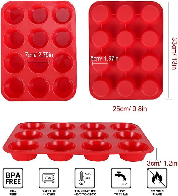 2 stk. silikone muffinbageform og cupcake-bakke 12 kopper - nonstick kageforme/