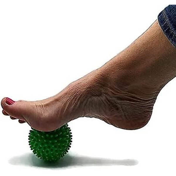 Massagebold med spidser, opstrammende bold til fod/helkrop, Triggerpunkter, Gym, Yoga, Pilates, Stress, Zoneterapi, Myofascial terapi (sort)