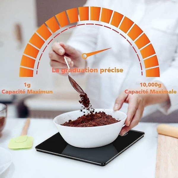 Hög precision köksvåg 10 kg/1 g, professionell digital precisionsvåg med LCD-bakgrundsbelysning