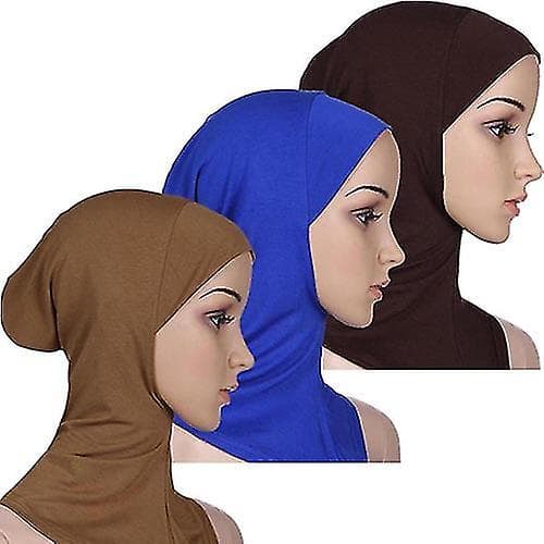 Myk ensfarget heldekkende skjerfhette for kvinner (Beige)