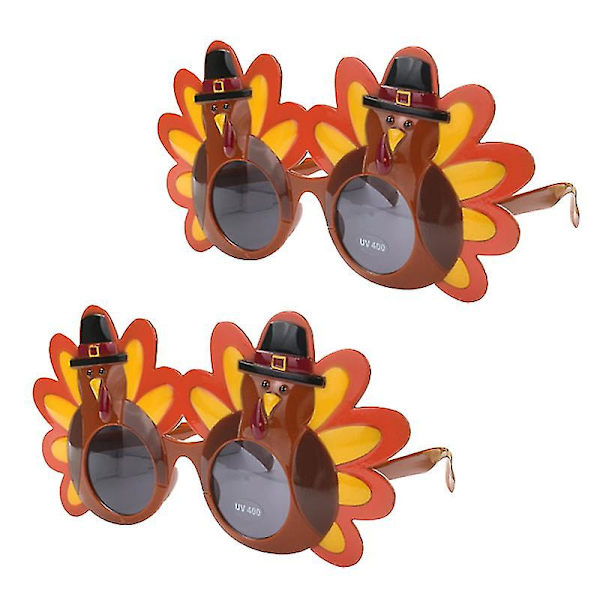 2 st kreativa kalkon glasögon för män Thanksgiving glasögon tecknad film solglasögon glasögon Thanksgiving Happy Costume Party（Gul）