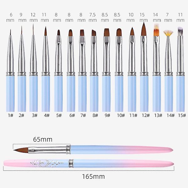 15 st Nail Art Penslar Set Färgglada Pennor Detaljdesign Målningsverktyg