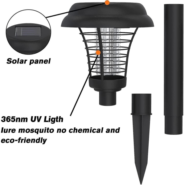 Ulkoilman vedenpitävä LED-aurinkohyönteispyydys ulkoilman aurinkovoimalla toimiva hyttystenkarkotinvalolamppu sisä- ja ulkokäyttöön TR