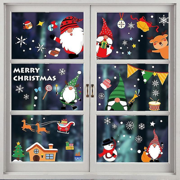 Jul vindue klistermærker sæt snefnug elg elektrostatisk klæber dør vindue dekoration